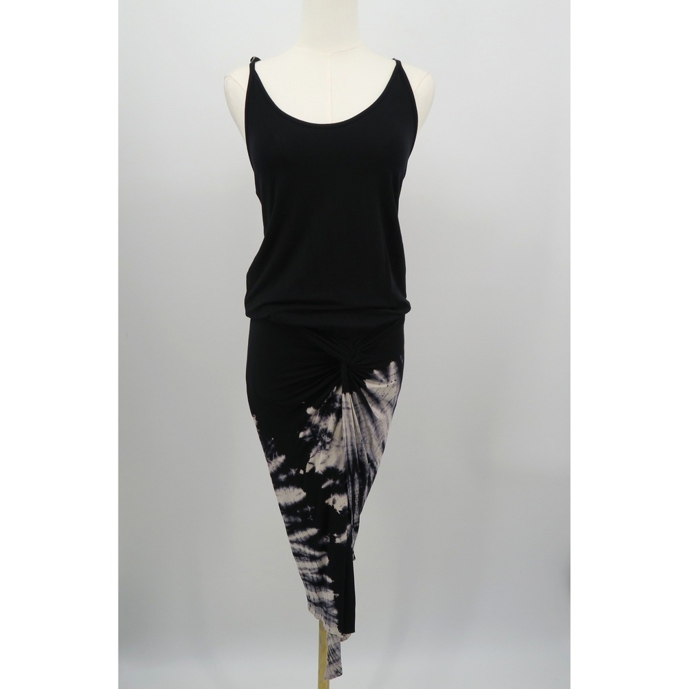 Young Fabulous & Broke Black Tie Dye Knotted Racerback Midi Dress XS